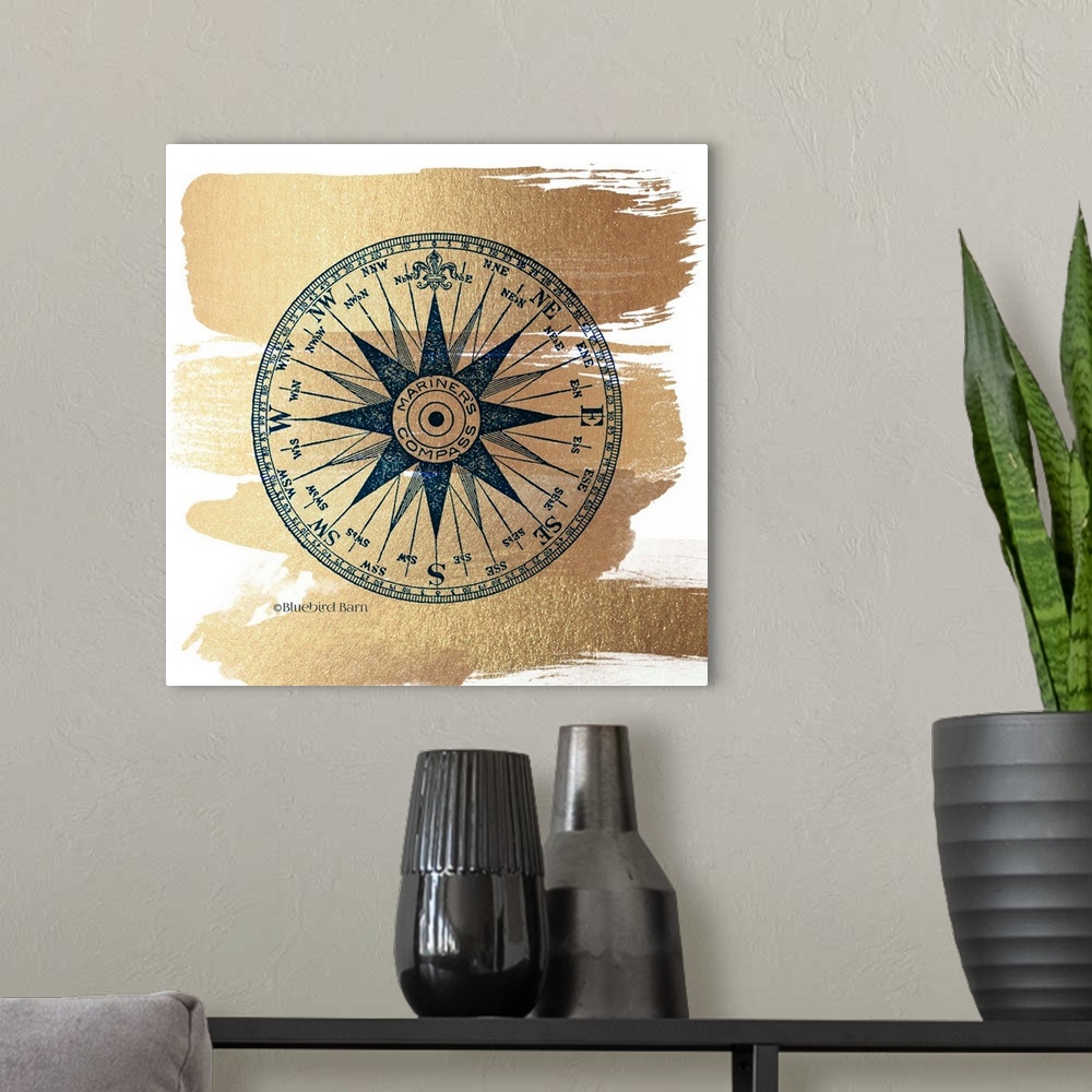 A modern room featuring Brushed Gold Compass Rose
