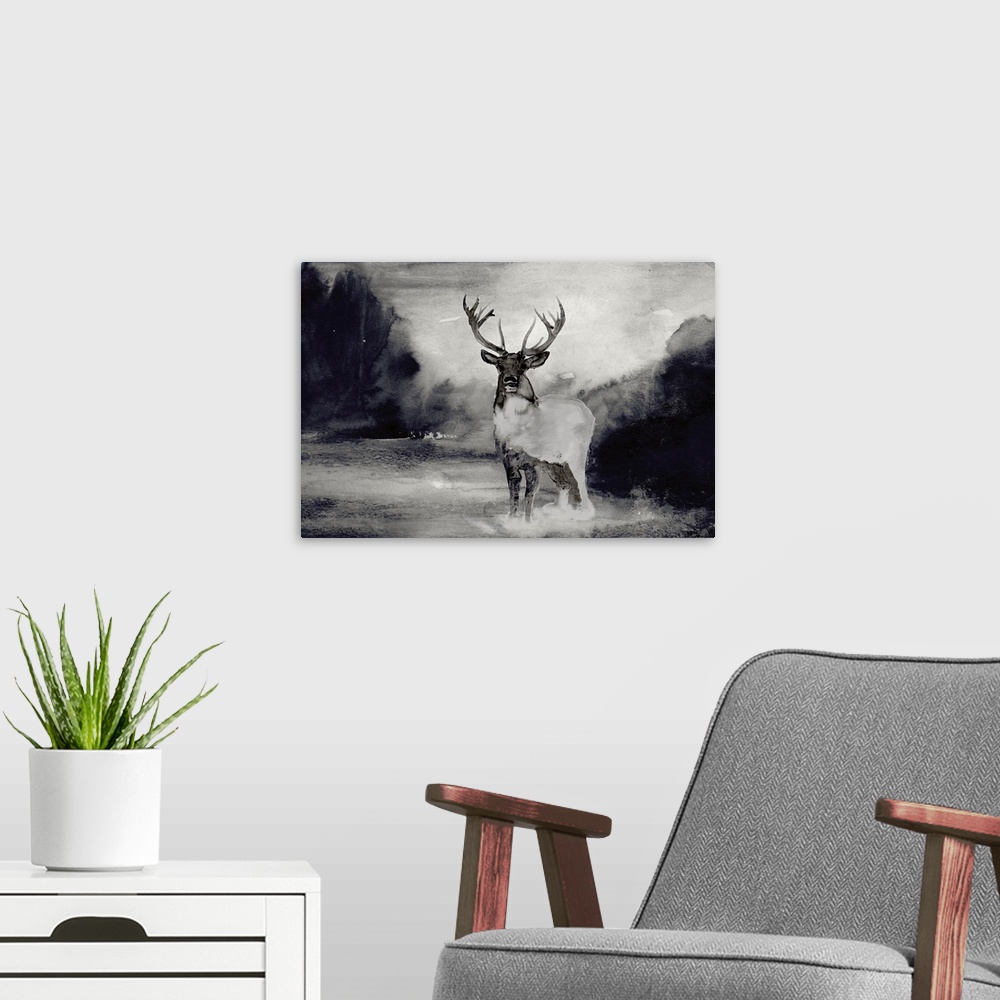 A modern room featuring Bull In Forest 1