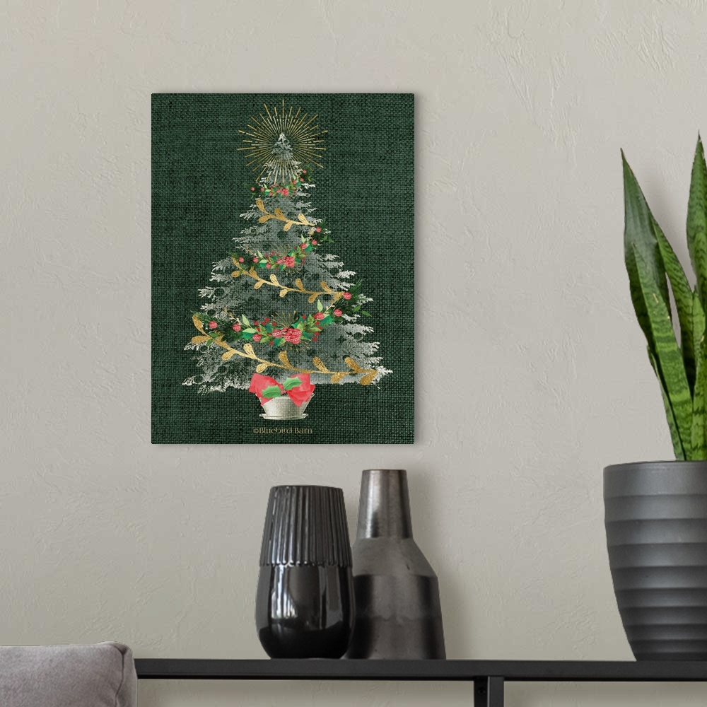 A modern room featuring Burlap Christmas Tree