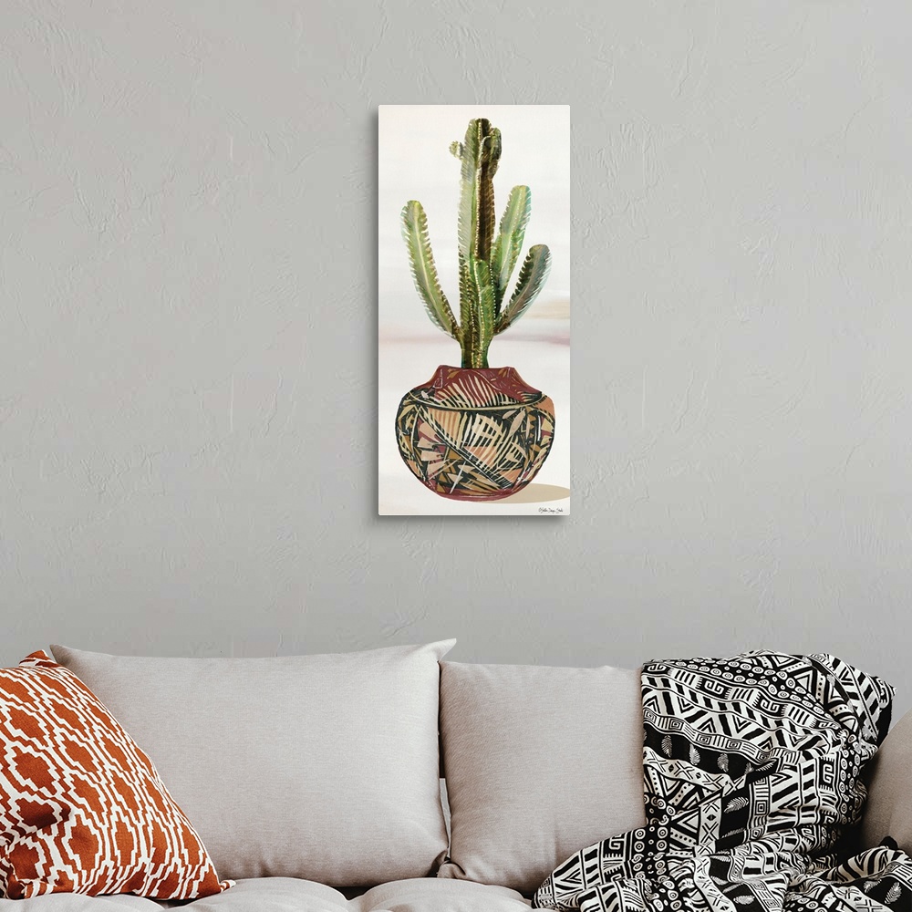 A bohemian room featuring Cactus In Pot I