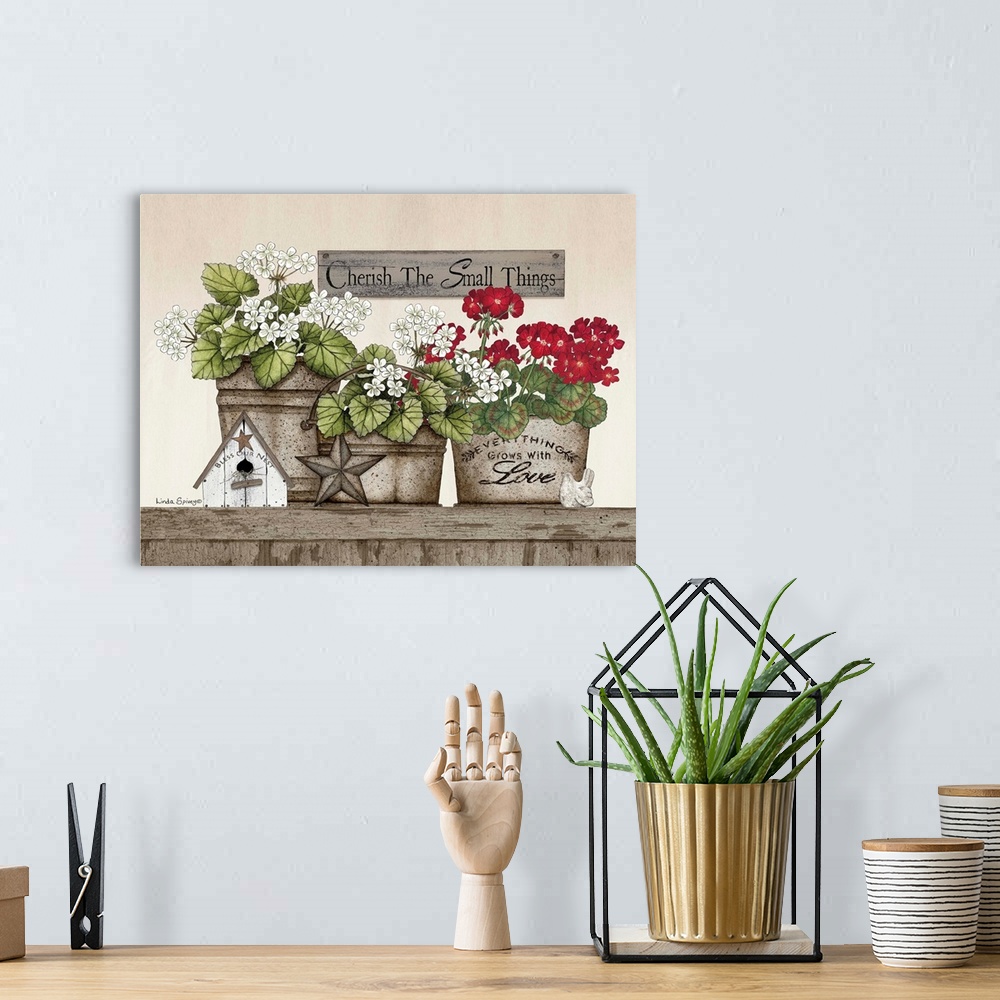 A bohemian room featuring Cherish the Small Things Geraniums