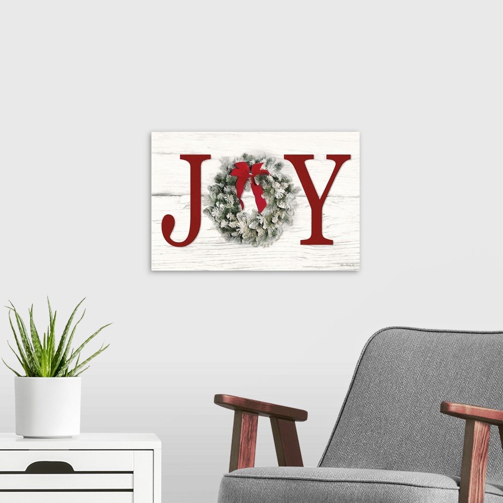A modern room featuring Christmas Joy