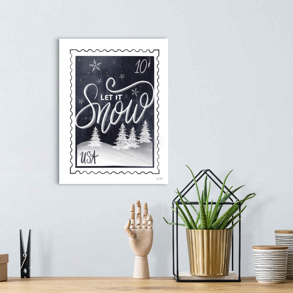 A bohemian room featuring Christmas Stamp Let It Snow