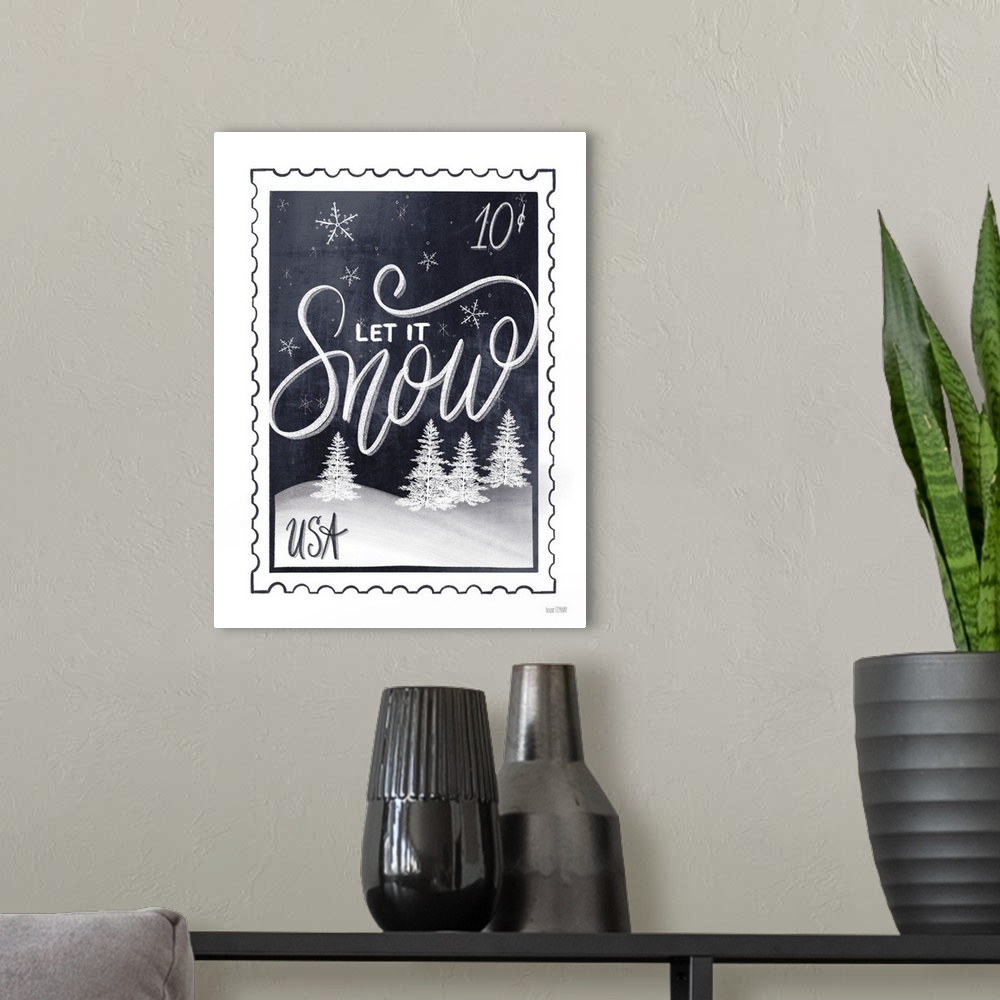 A modern room featuring Christmas Stamp Let It Snow