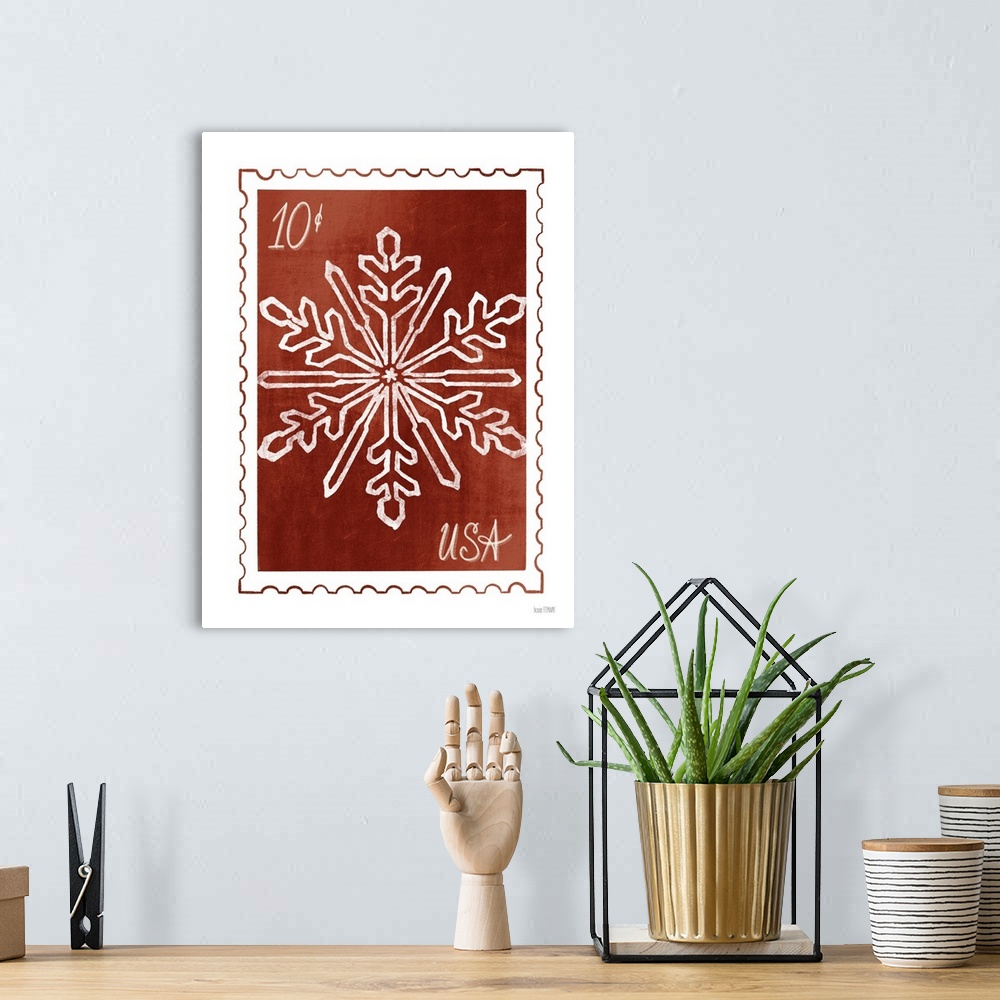 A bohemian room featuring Christmas Stamp Red Snowflake