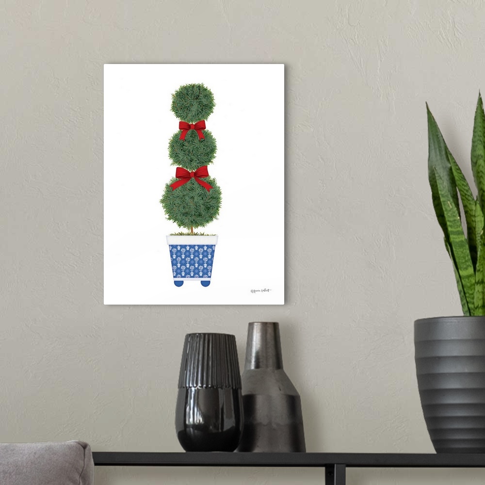 A modern room featuring Christmas Three Round Balls Topiary