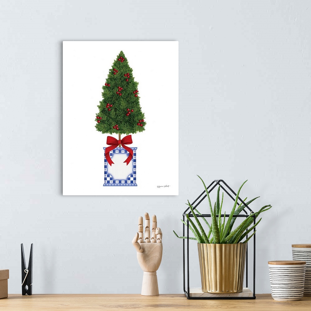 A bohemian room featuring Christmas Tree Topiary