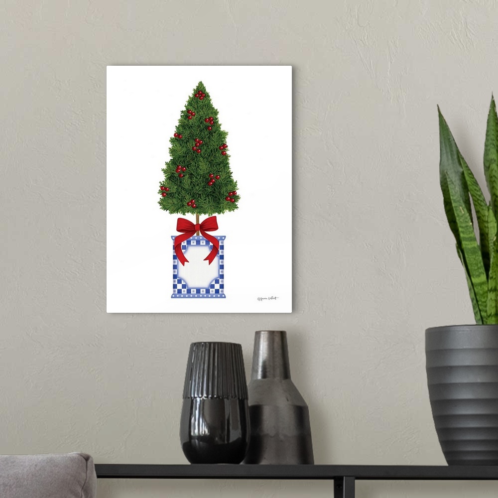 A modern room featuring Christmas Tree Topiary