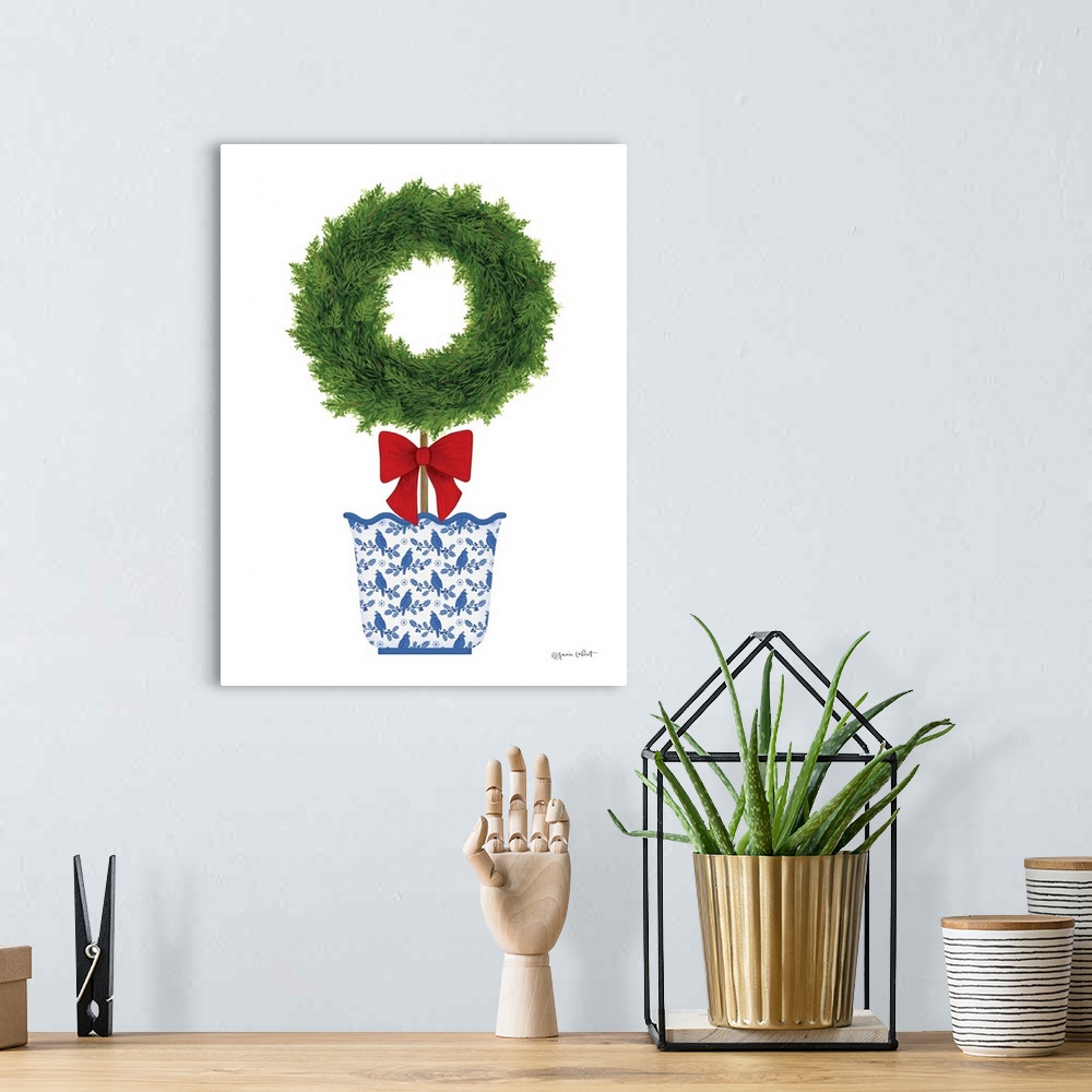 A bohemian room featuring Christmas Wreath Topiary