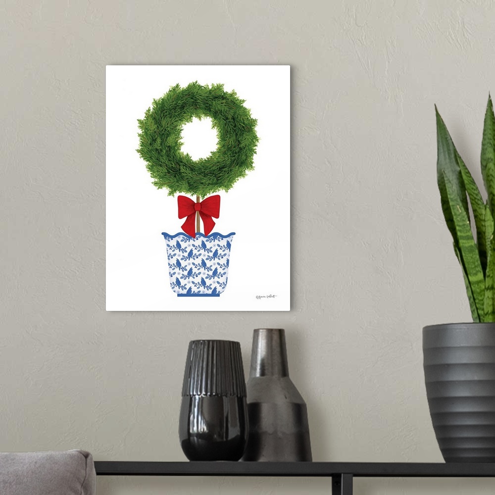 A modern room featuring Christmas Wreath Topiary