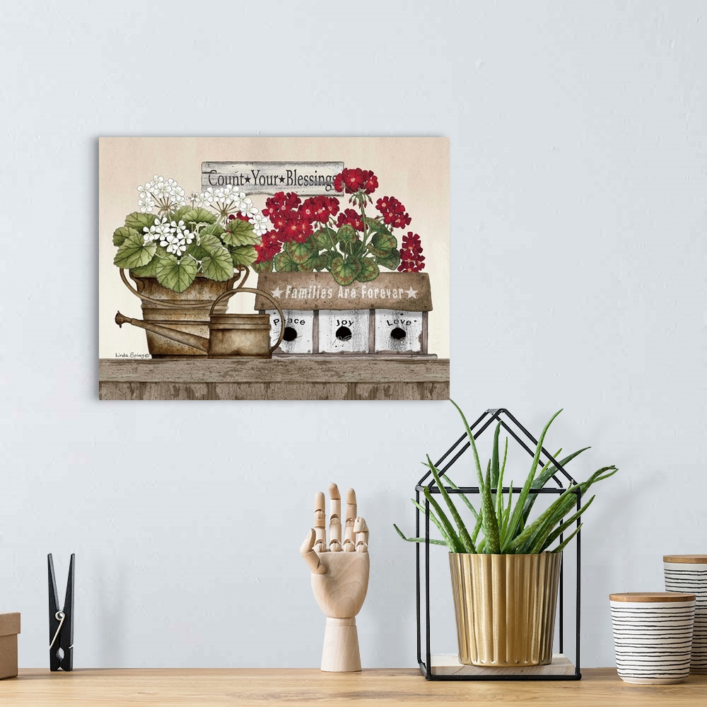 A bohemian room featuring Count Your Blessings Geraniums