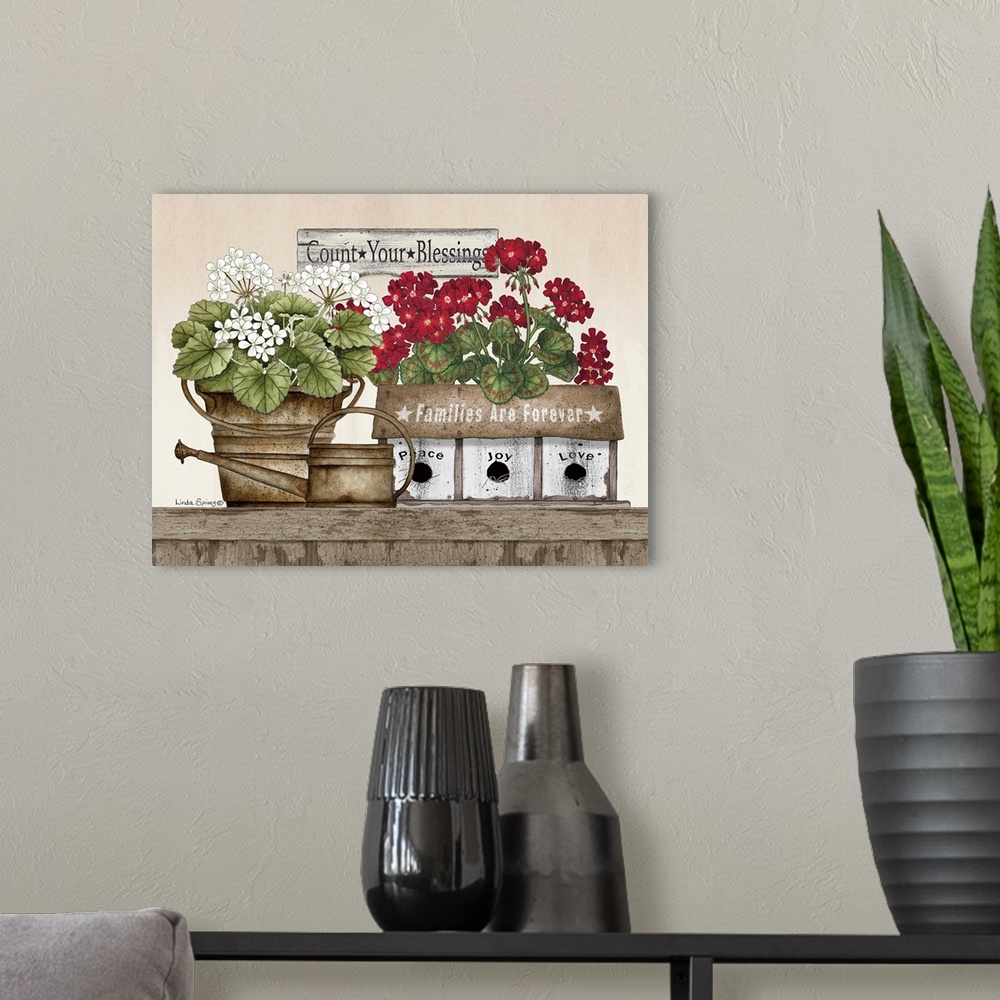A modern room featuring Count Your Blessings Geraniums