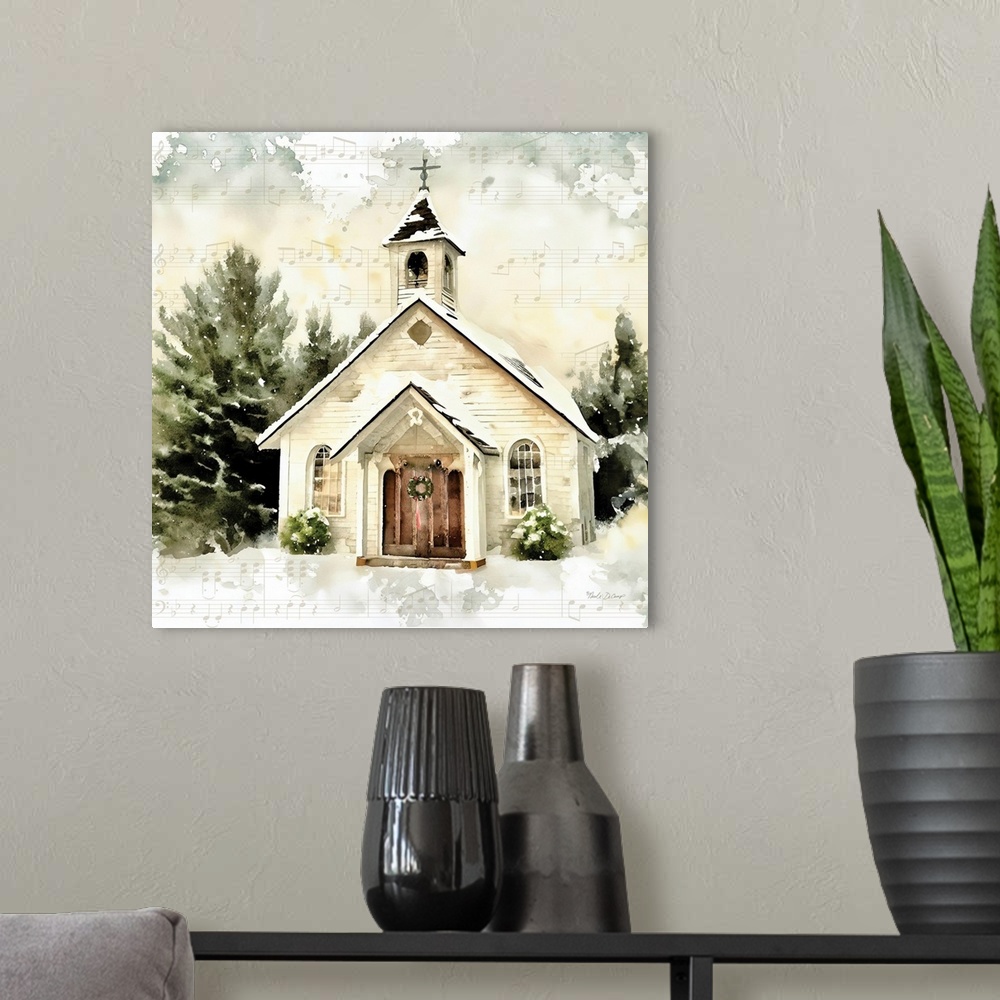 A modern room featuring Country Church At Christmas I