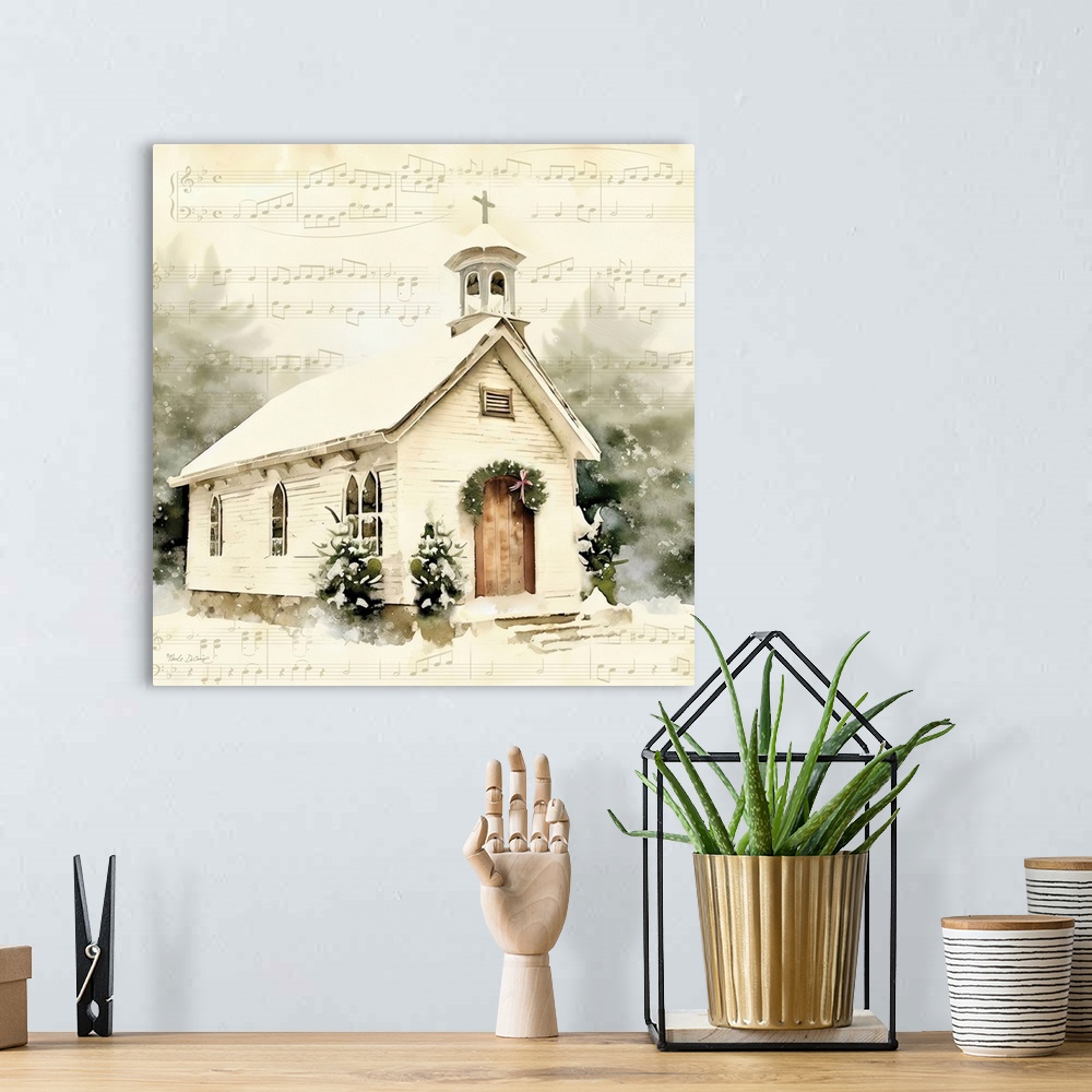 A bohemian room featuring Country Church At Christmas II