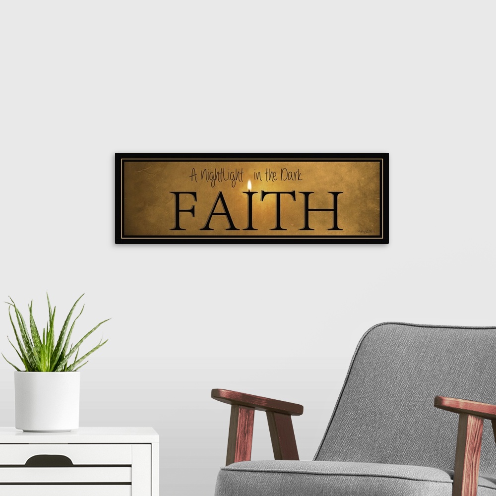 A modern room featuring Faith