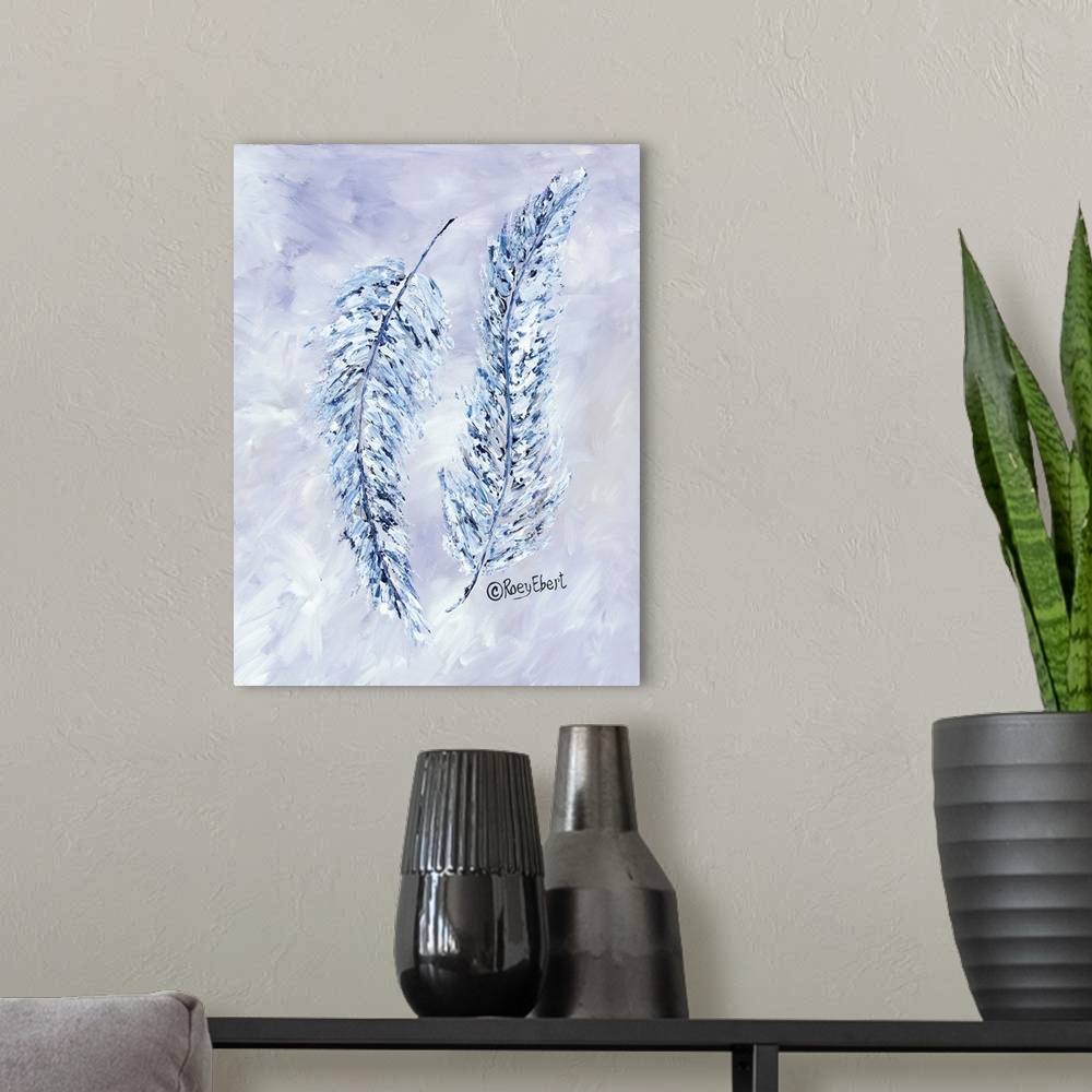 A modern room featuring Feathers in Blue