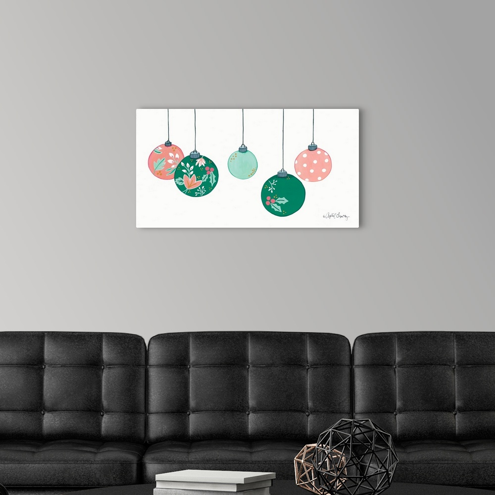 A modern room featuring Floral Christmas Ornaments