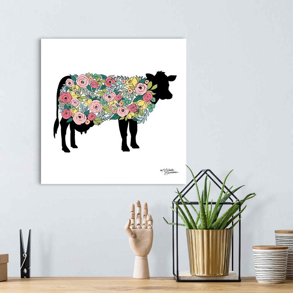 A bohemian room featuring Floral Cow