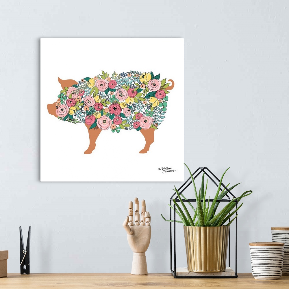 A bohemian room featuring Floral Pig