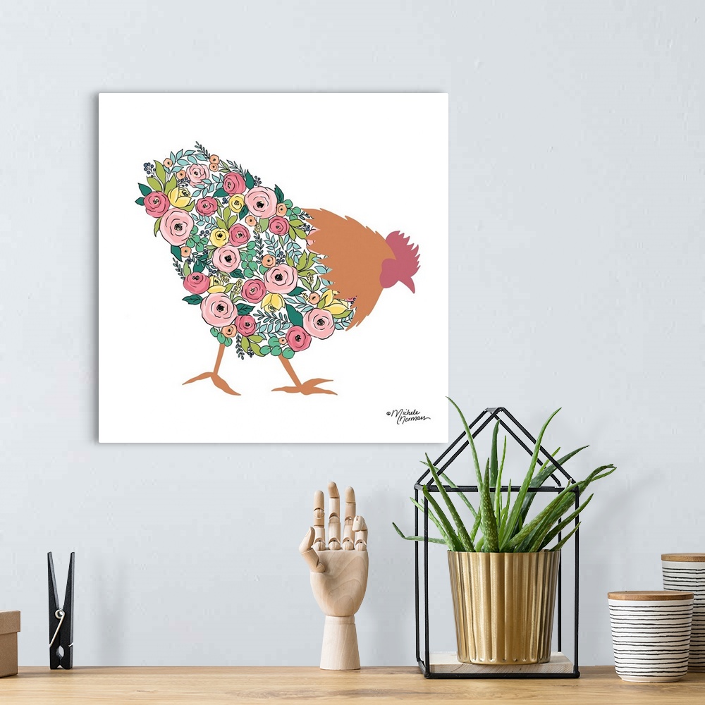 A bohemian room featuring Floral Rooster
