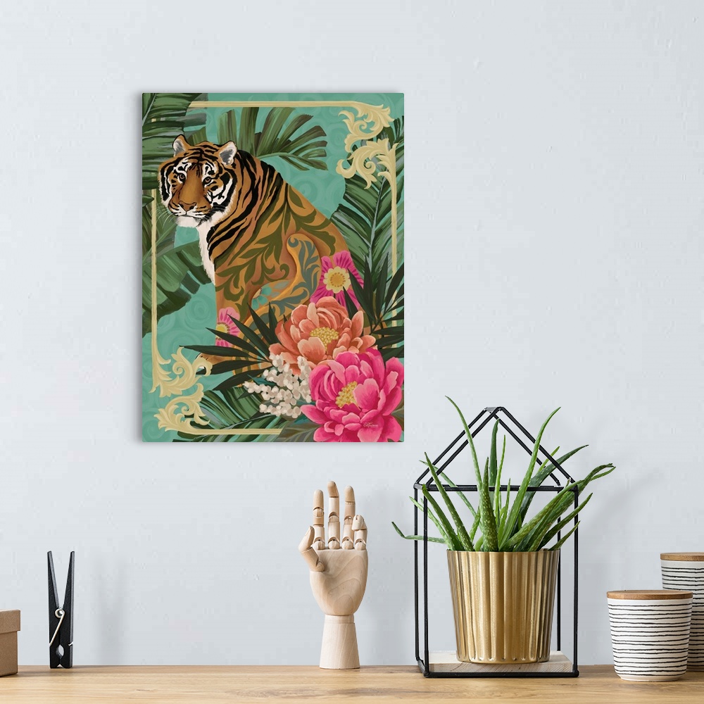 A bohemian room featuring Floral Tiger