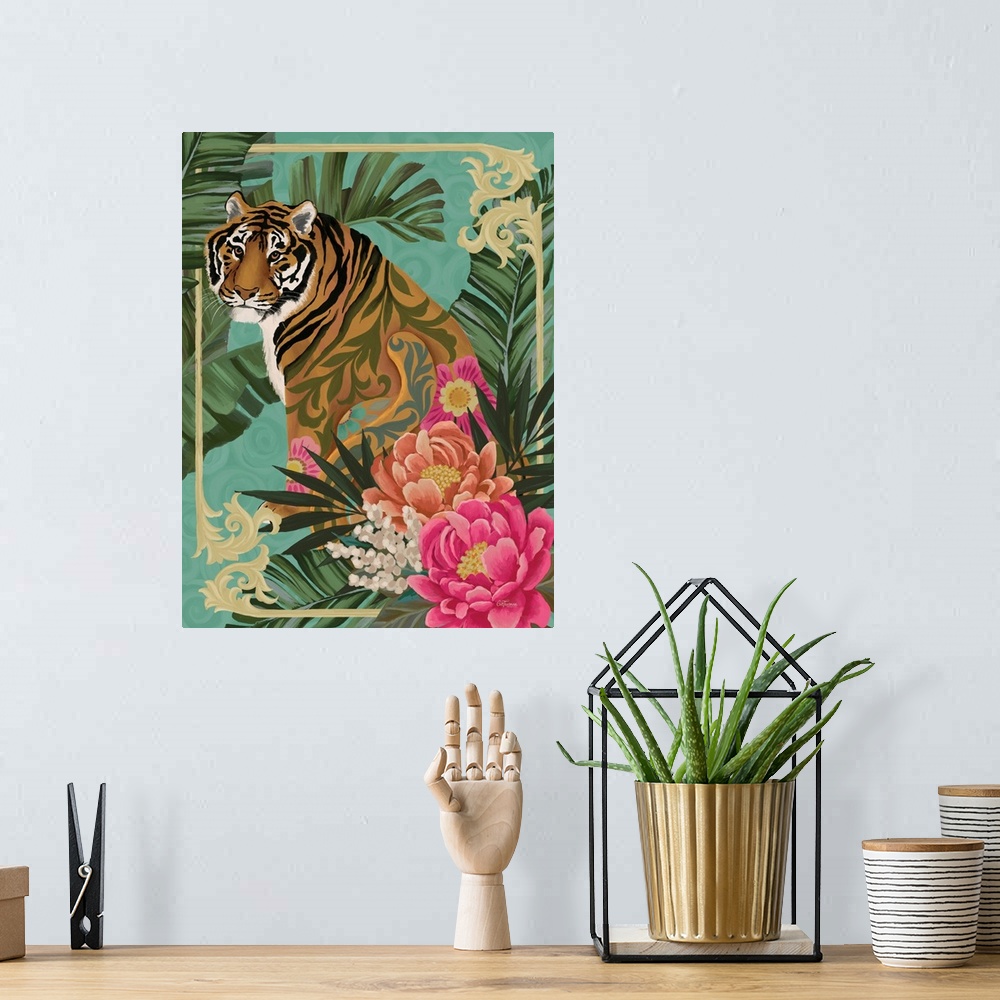 A bohemian room featuring Floral Tiger