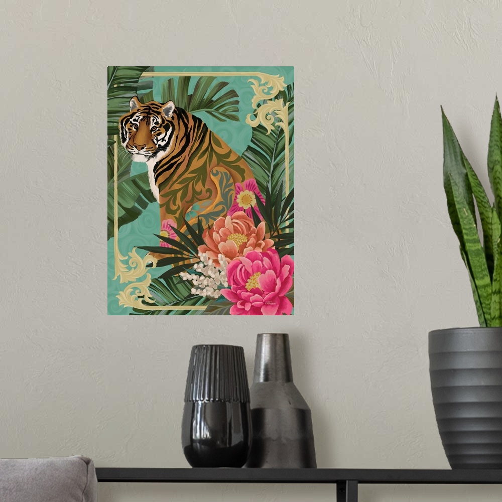 A modern room featuring Floral Tiger