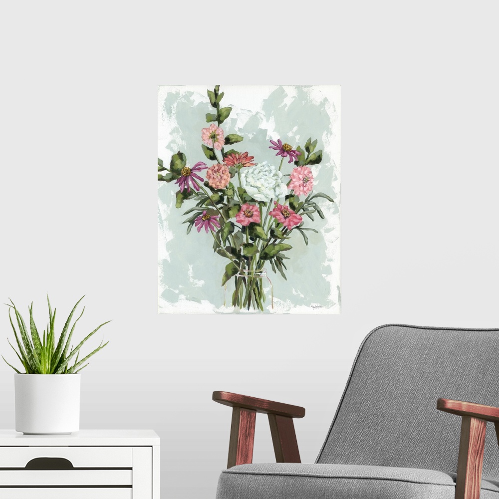 A modern room featuring Flower Garden Bouquet