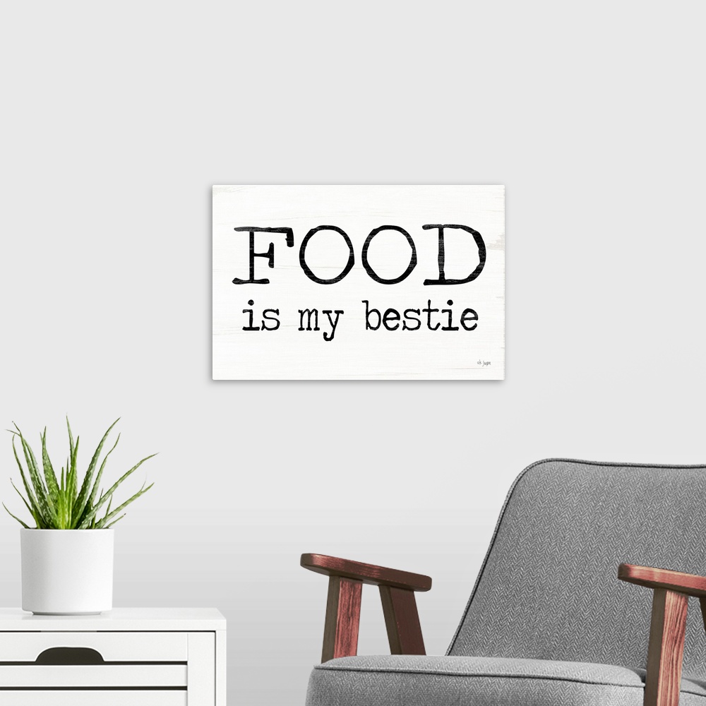 A modern room featuring Food is My Bestie