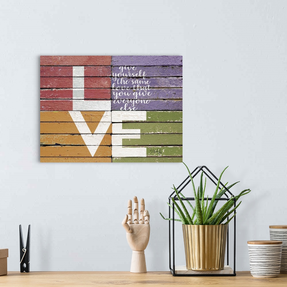 A bohemian room featuring Give Yourself The Same Love