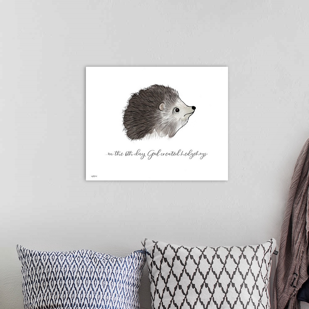 A bohemian room featuring God Created Hedgehogs