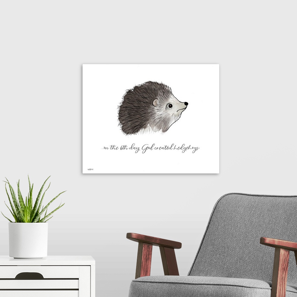 A modern room featuring God Created Hedgehogs