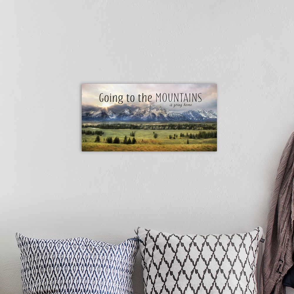 A bohemian room featuring Going to the Mountains is Going Home