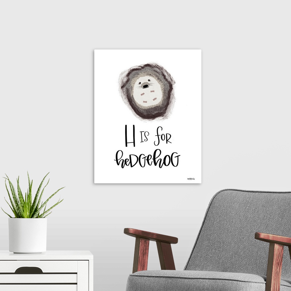 A modern room featuring H is for Hedgehog