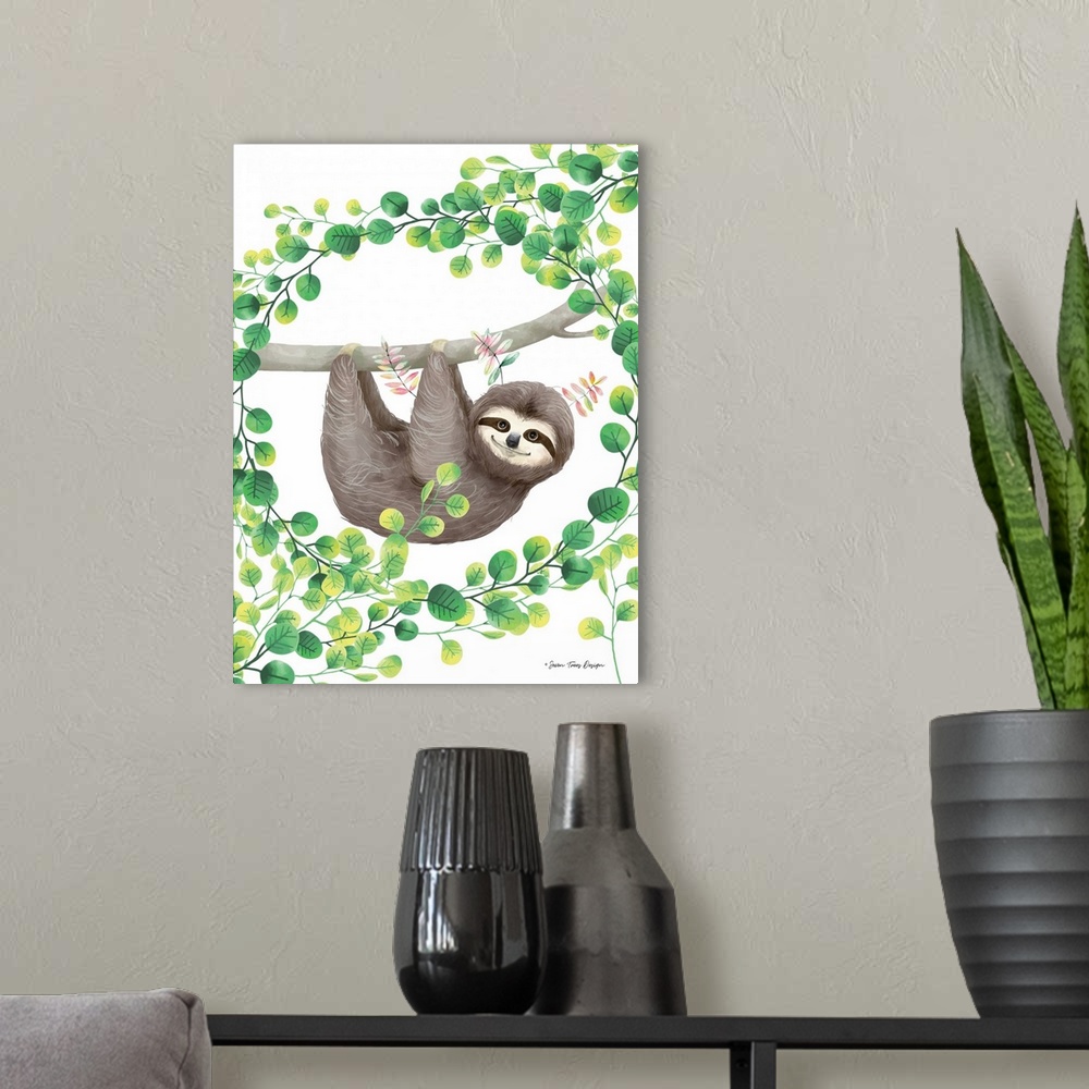 A modern room featuring Hanging Around Sloth II