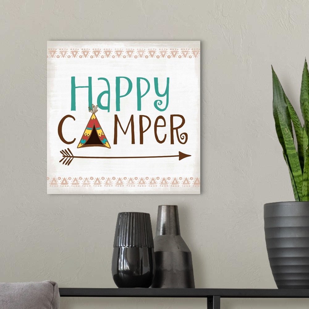 A modern room featuring Happy Camper