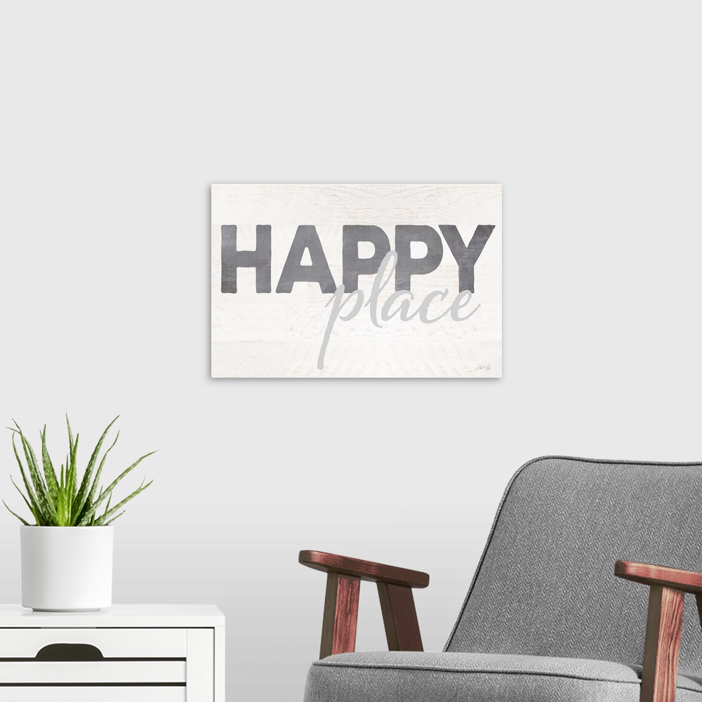 A modern room featuring Happy Place