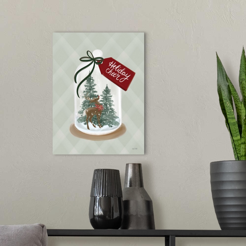 A modern room featuring Holiday Cheer Snow Globe