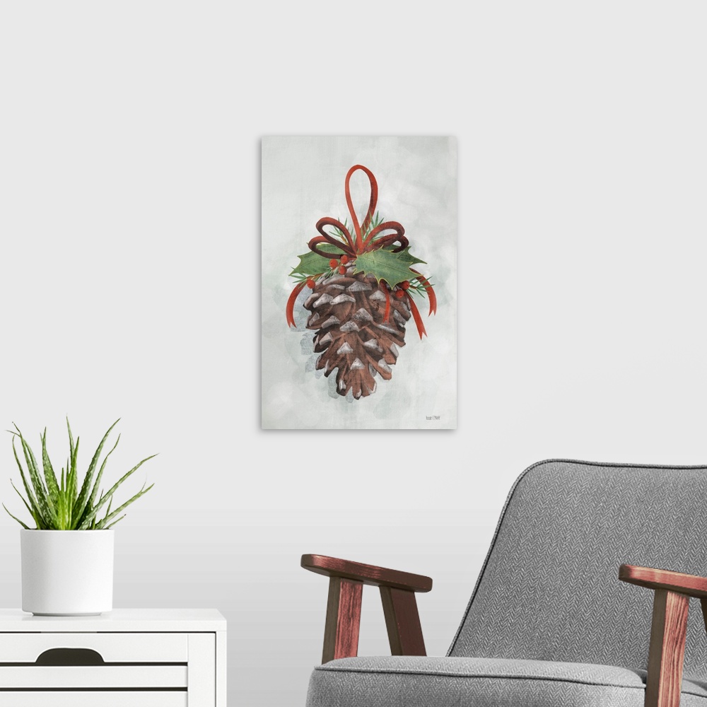 A modern room featuring Holly Pinecone