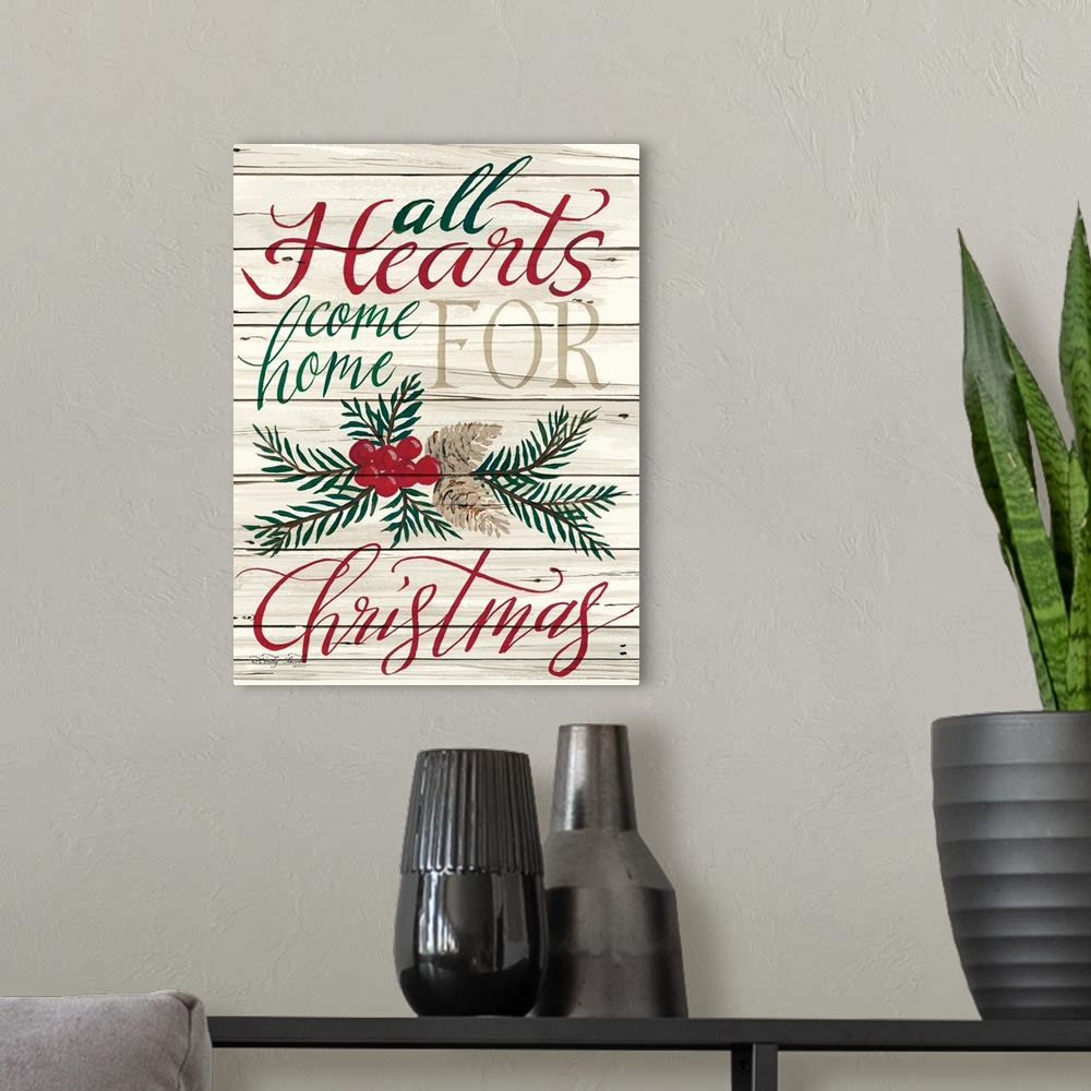 A modern room featuring Decorative artwork inspired by the Christmas holiday season.