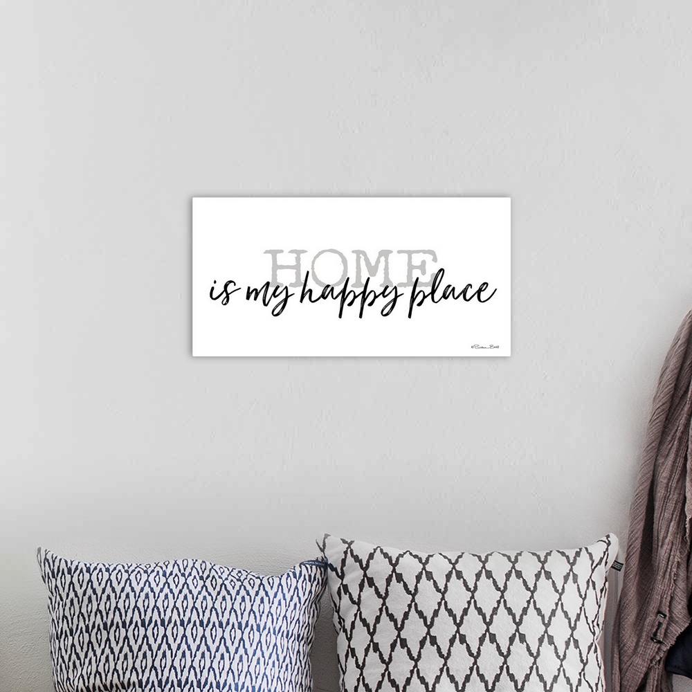 A bohemian room featuring Simple elegant typography artwork.