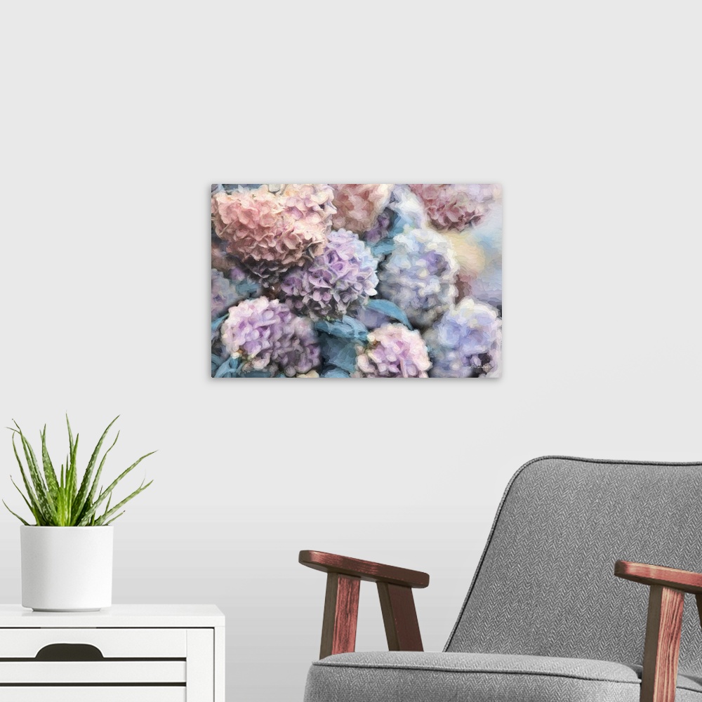 A modern room featuring Hydrangeas Abstract