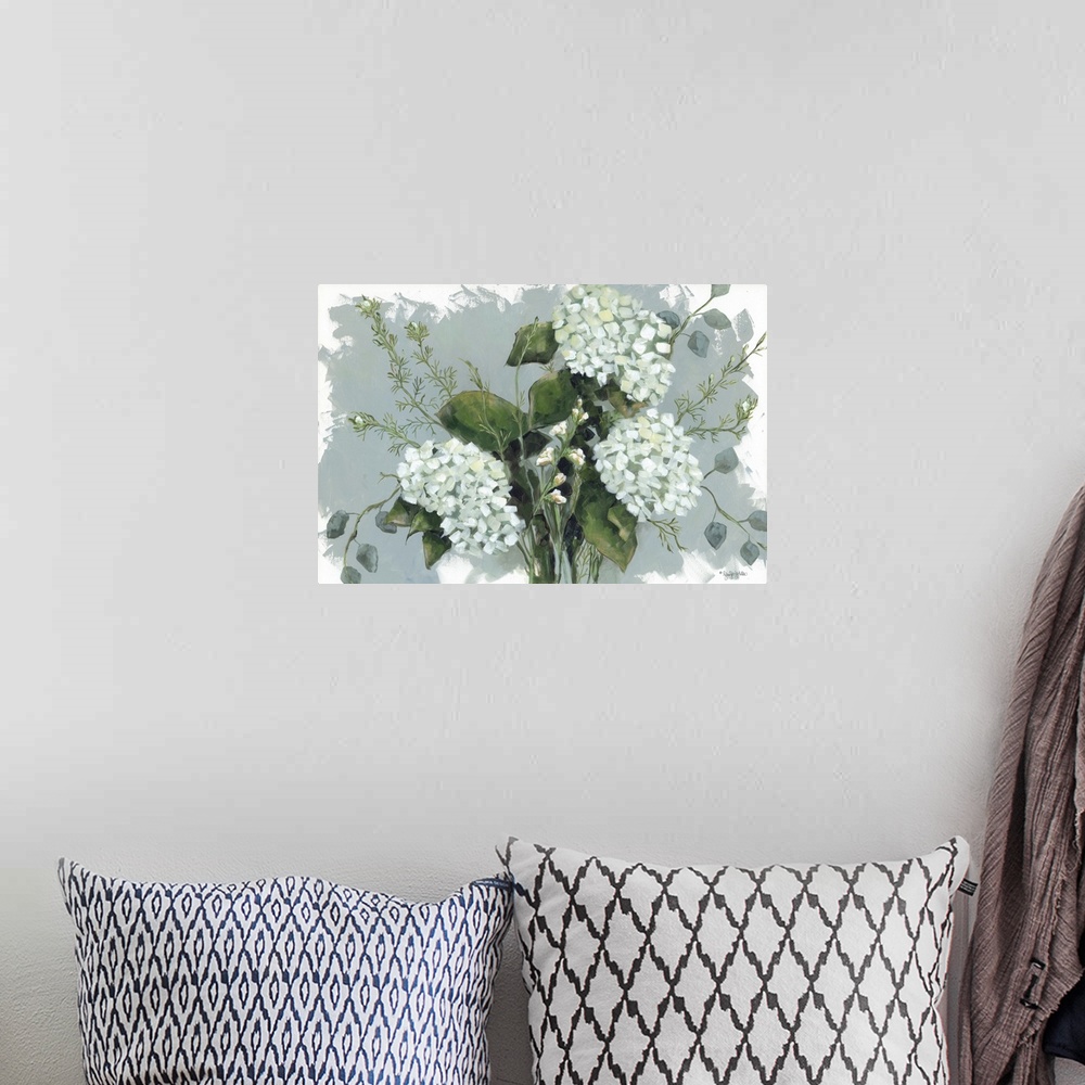 A bohemian room featuring Hydrangeas In White