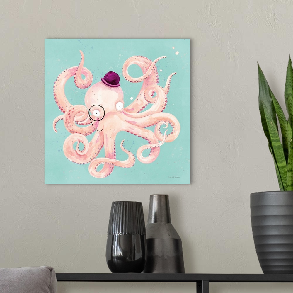 A modern room featuring Inquisitive Octopus