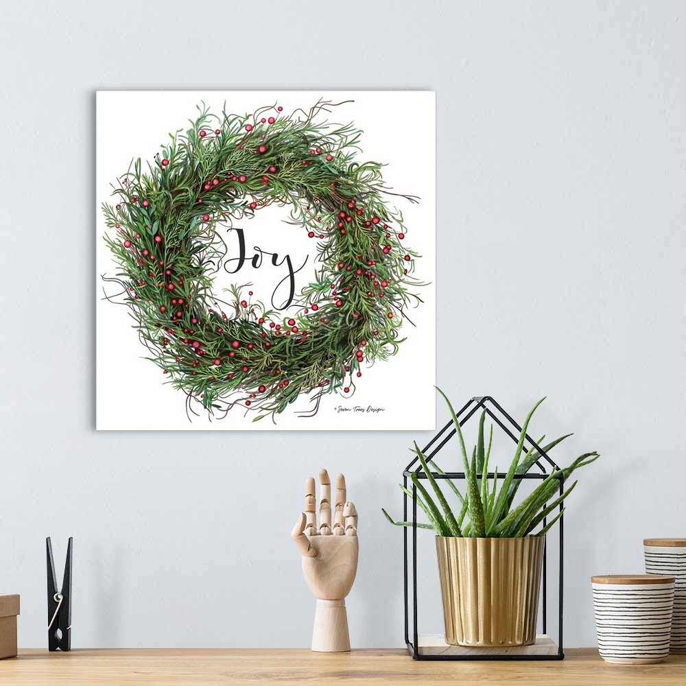 A bohemian room featuring Joy Wreath