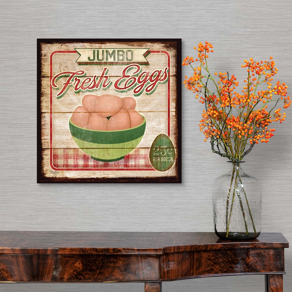 A traditional room featuring Rustic looking farming themed wooden sign.