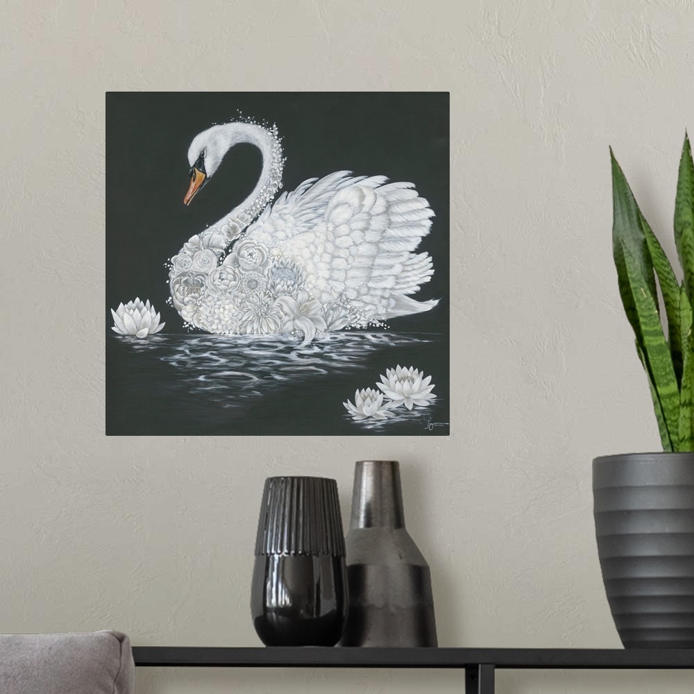 A modern room featuring Leni The Swan
