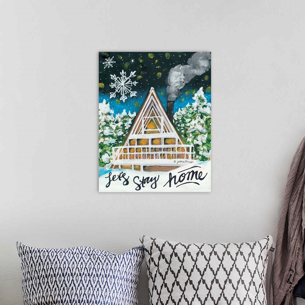 A bohemian room featuring Let's Stay Home A-Frame