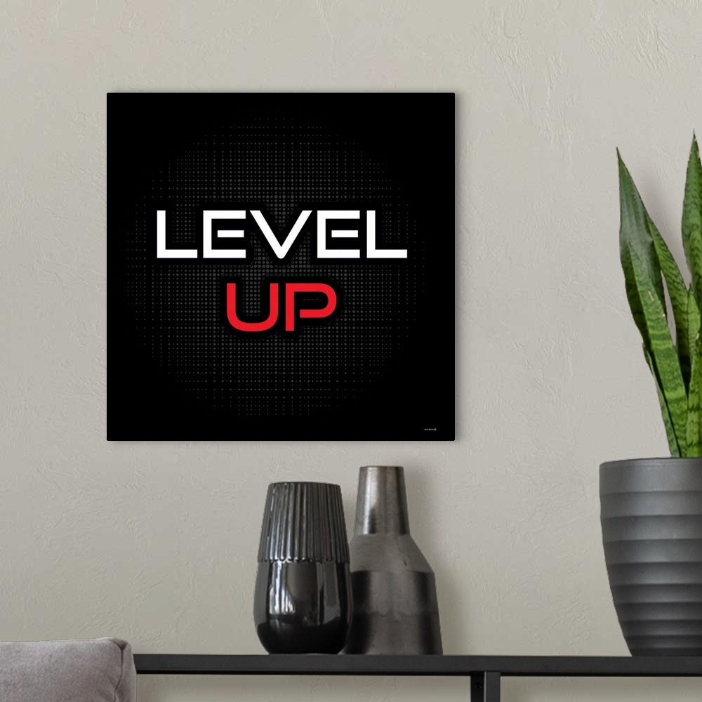 A modern room featuring Level Up