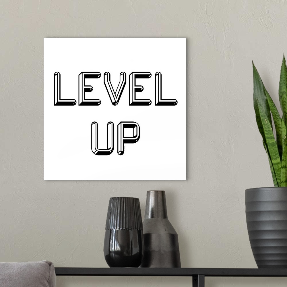 A modern room featuring Level Up